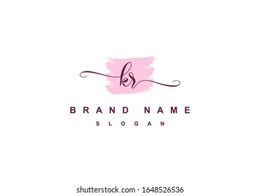 k r script logo abstract initial signature letter icon design in vector editable file.