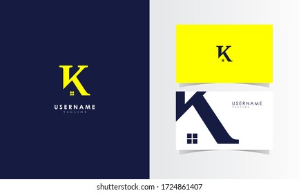 K Real Estate Logo Mark with business card template design for branding identity