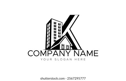 K Real estate logo realtor logo property logo design vector template