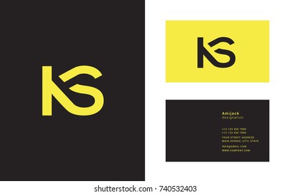 K S double letter logo design with business card template