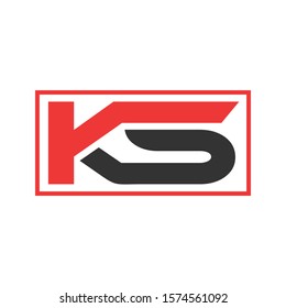 K S Initial circle logo template vector, Logo Letter K With S, KS Logo. Letter Design Vector with Red and Black  Colors.