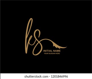K S Initial Handwriting Logo Template