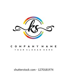 K S Initial handwriting logo vector