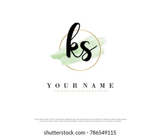 K S Initial water color logo template vector