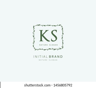 K S KS Beauty vector initial logo, handwriting logo of initial signature, wedding, fashion, jewerly, boutique, floral and botanical with creative template for any company or business.