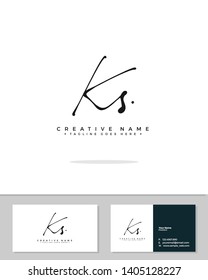 K S KS initial handwriting logo template vector.  signature logo concept
