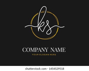 K S KS Initial handwriting logo design with circle. Beautyful design handwritten logo for fashion, team, wedding, luxury logo.