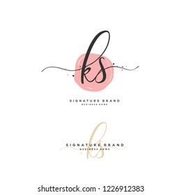 K S KS Initial letter handwriting and  signature logo.