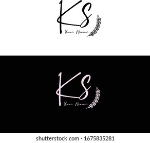 K S KS Letra inicial manuscrita y logotipo de firma.