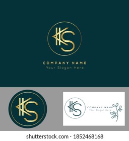 K S KS  Initial letter handwriting and signature logo. Beauty vector initial logo .Fashion, boutique, floral and botanical