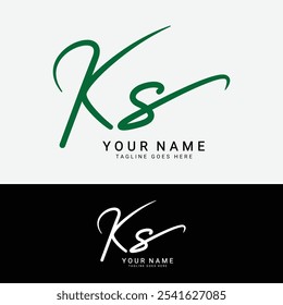 K, S, KS Logotipo da letra inicial. Alfabeto KS Logotipo de assinatura manuscrito