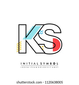 K S Memphis letter style, initial logo template vector full color.