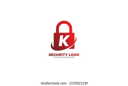 K Security logo design inspiration. Vector letter template design for brand.