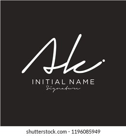 A K Signature initial logo template vector