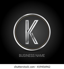 k silver initial circle logo for company