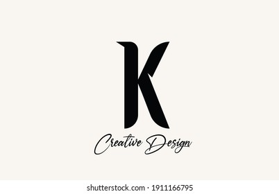 K simple black and white alphabet letter logo icon design. Lettering and corporate. Elegant identity template with creative text