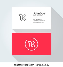 K Simple Letter Minimal alphabet linear logo. Business card template. Vector logo Element