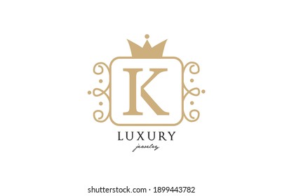 K simple yellow monogram alphabet letter logo. Creative icon design with king crown for luxury company and business 