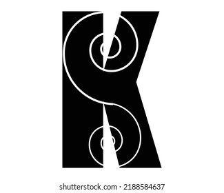 k ilustración de diseño espiral símbolo de signo vectorial forma de la plantilla de objeto de letra de palabra