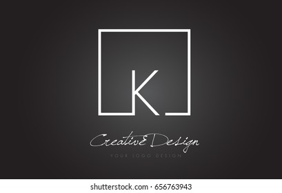 K Square Framed Letter Logo Design Vector with Black and White Colors.