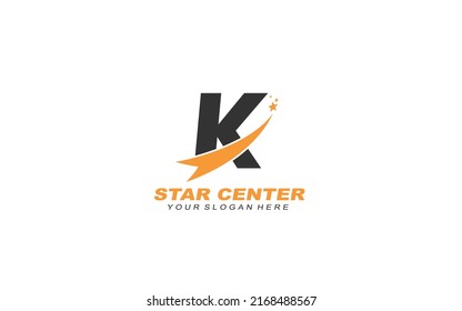 Inspiración en el diseño del logo de K star. Diseño de plantilla de letras vectoriales para marca.