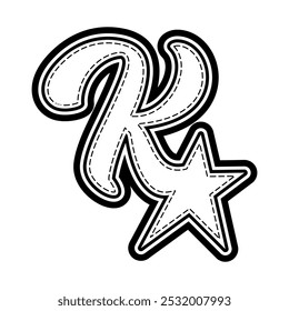 K with Stars Y2K Logo Patch Apparel Fashion Vector Design K55, Commercial Use