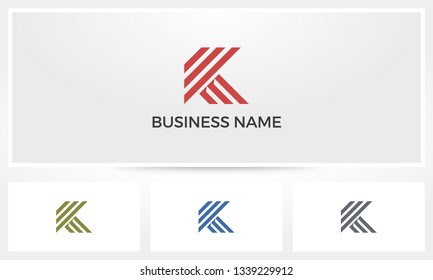 K Stripes Letter Alphabet Logo