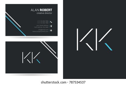 K & K stroke logo vector with business card template