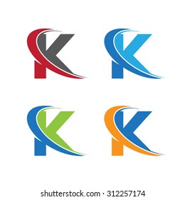 k swoosh letter color set