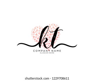 K T Initial handwriting logo vector