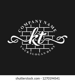 K T Initial handwriting logo vector