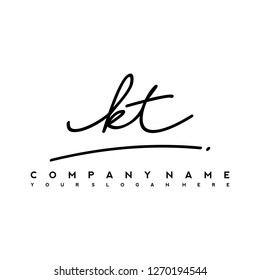 K T Initial handwriting logo vector