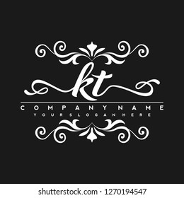 K T Initial handwriting logo vector