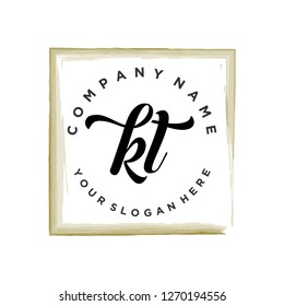 K T Initial handwriting logo vector
