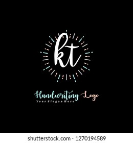 K T Initial handwriting logo vector