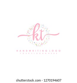 K T Initial handwriting logo vector