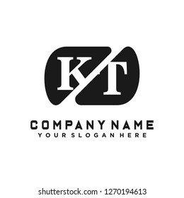 K T Initial handwriting logo vector