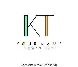 K & T initial minimalist logo template vector