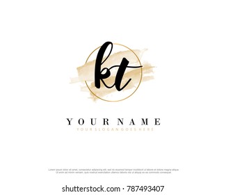 K T Initial water color logo template vector