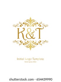 K & T initial wedding logo template vector