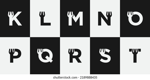 K to T Letter Kitchen and fork Logo Design Template Inspiration, Vector Illustration.