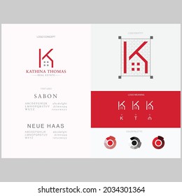 K T real estate logo design and branding Identity template