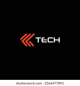 K Tech modern technology logo design with black background.