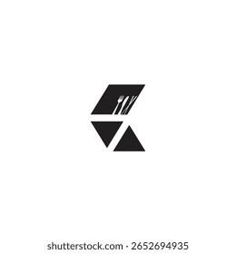 Logotipo de design de cutelaria de tecnologia K