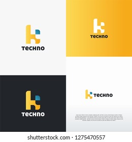 K Technology logo designs concept vector, 