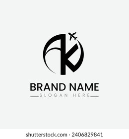 A K travel logo icon vector design