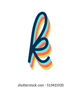 K type retro colors hand writing alphabets