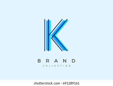 K typography alphabet font logo Icon Abstract Overlay Fusion Design template in white background