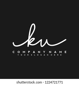 K U Initial handwriting logo vector