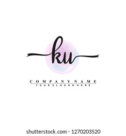 K U Initial handwriting logo vector